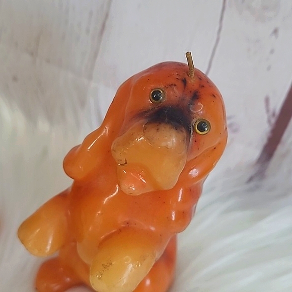 Vintage 70s Pair of Rainbow Wax Animal Candles Candle Frog Dog Spaniel Puppy - Picture 6 of 17